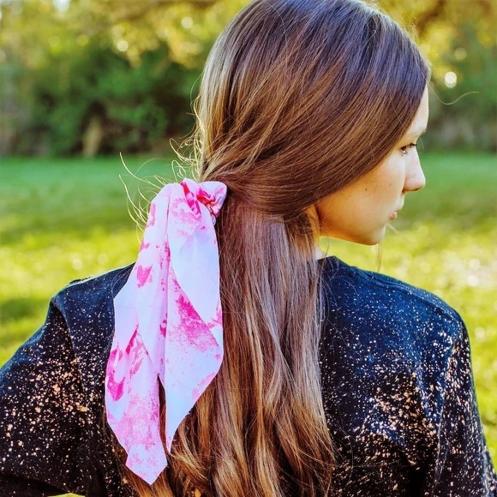 Bundle of Floral and Stripe Hair Scrunchie Scarves Set of 6